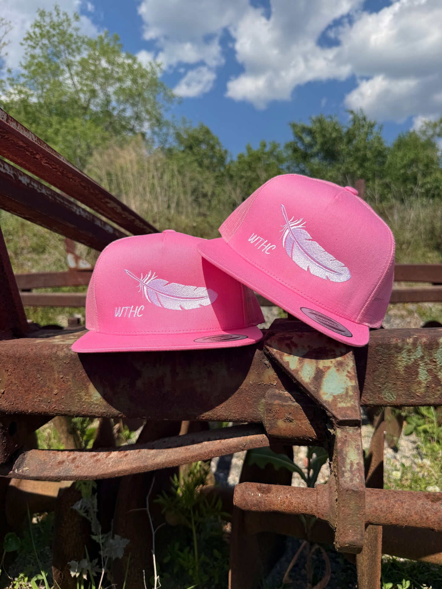 Feather | Trucker | Pink-Western Threads Hat Co.