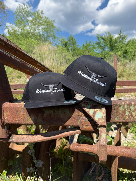 Bull N Horns | Trucker | Black-Western Threads Hat Co.