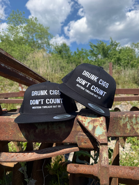 Drunk Cigs Don't Count | Trucker | Black & White-Western Threads Hat Co.