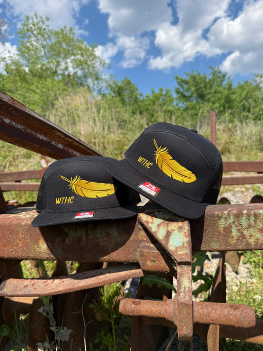 Feather | 7 Panel | Black & Gold-Western Threads Hat Co.