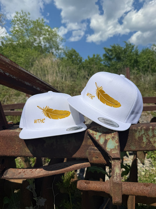 Feather | Trucker | White & Gold-Western Threads Hat Co.